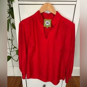 Elizabeth McKay women’s size 6 100% silk red blouse long sleeve